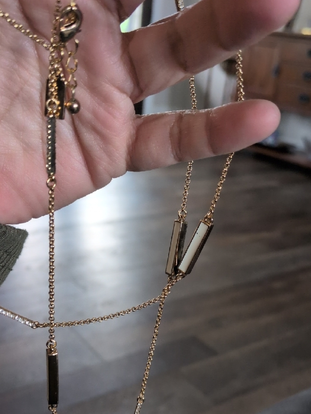 kate spade Gold Bar Station Necklace with Cream Inlays - Picture 3 of 4
